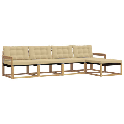 Utomhussoffset 5 st Vit och Beige