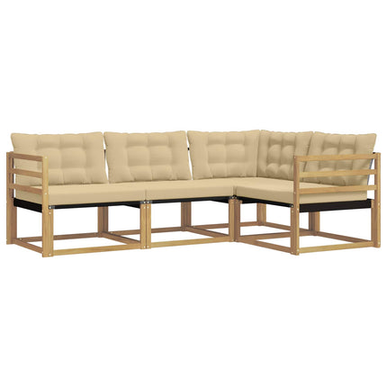Utomhussoffset med kudde 4 pcs Vit och Beige