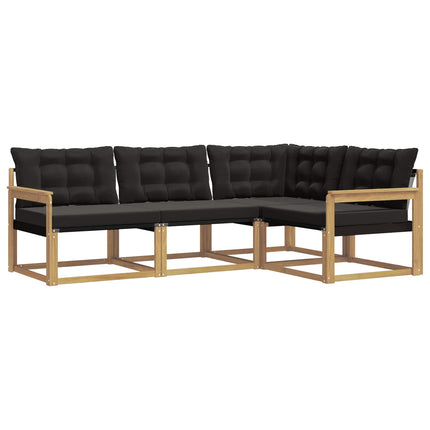 Utomhussoffset med kudde 4 pcs Vit och svart