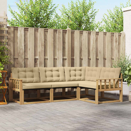 Utomhussoffset med kudde 4 pcs Vit och Beige