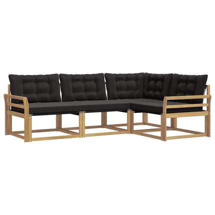 Utomhussoffset med kudde 4 pcs Vit och svart