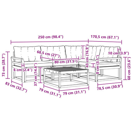Utomhussoffset 5 pcs Vit och grädde 79 x 79 x 37 cm