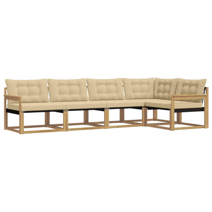 Utomhussoffset med kudde 5 pcs Vit och Beige