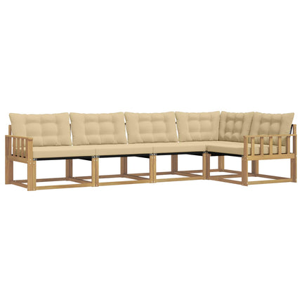 Utomhussoffset med kudde 5 pcs Vit och Beige