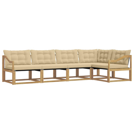 Utomhussoffset med kudde 5 pcs Vit och Beige