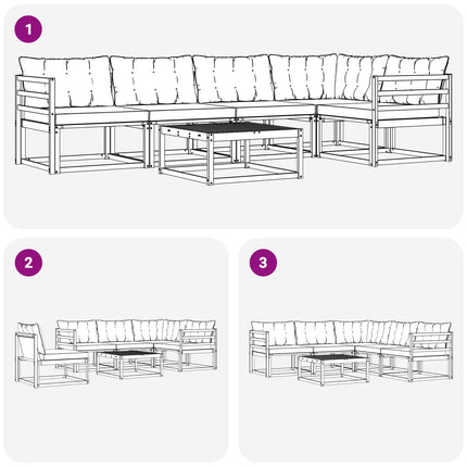 Utomhussoffset 6 pcs Vit och grädde 79 x 79 x 37 cm