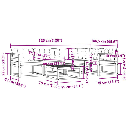 Utomhussoffset 6 pcs Vit och ljusgrå 79 x 79 x 37 cm