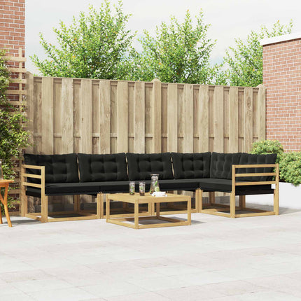 Utomhussoffset 6 pcs Vit och svart 79 x 79 x 37 cm