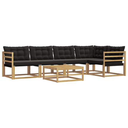 Utomhussoffset 6 pcs Vit och svart 79 x 79 x 37 cm