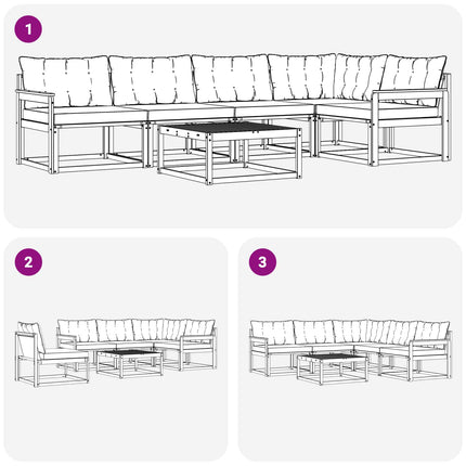 Utomhussoffset 6 pcs Massivt Akaciaträ och Textilene