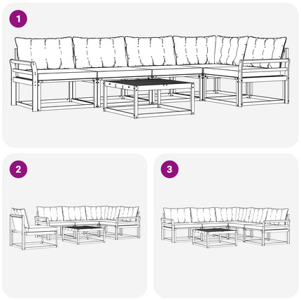 Utomhussoffset 6 pcs Vit och ljusgrå 79 x 79 x 37 cm