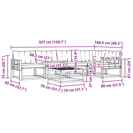 Utomhussoffset 6 pcs Vit och grädde 79 x 79 x 37 cm