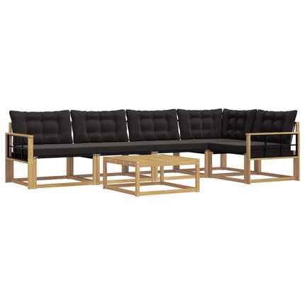 Utomhussoffset 6 pcs Vit och svart 79 x 79 x 37 cm