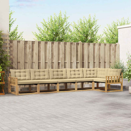 Utomhussoffset med kudde 6 pcs Vit och Beige