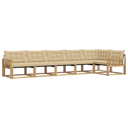 Utomhussoffset med kudde 6 pcs Vit och Beige