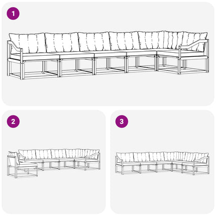 Utomhussoffset med kudde 6 pcs Vit och Beige