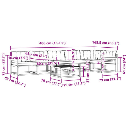 Utomhussoffset 7 pcs Vit och grädde 79 x 79 x 37 cm