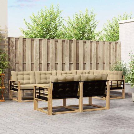 Utomhussoffset med kudde 7 pcs Vit och Beige