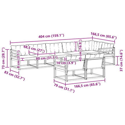 Utomhussoffset med kudde 8 pcs Vit och ljusgrå