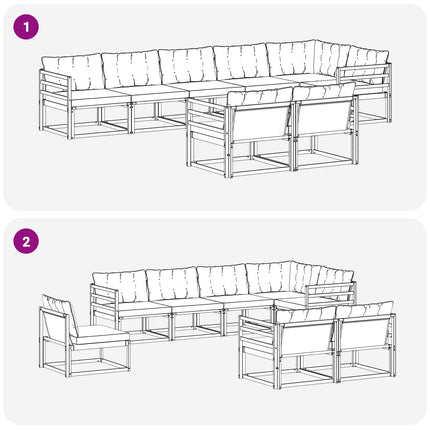 Utomhussoffset med kudde 8 pcs Vit och Beige