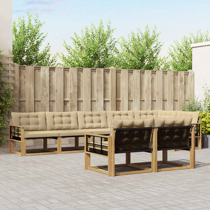 Utomhussoffset med kudde 8 pcs Vit och Beige