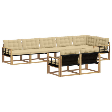 Utomhussoffset med kudde 8 pcs Vit och Beige