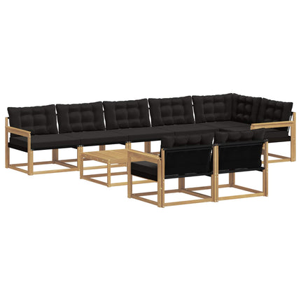 Utomhussoffset 9 pcs Vit och svart 79 x 79 x 37 cm
