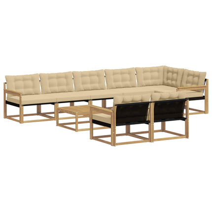Utomhussoffset 9 pcs Vit och Beige 79 x 79 x 37 cm