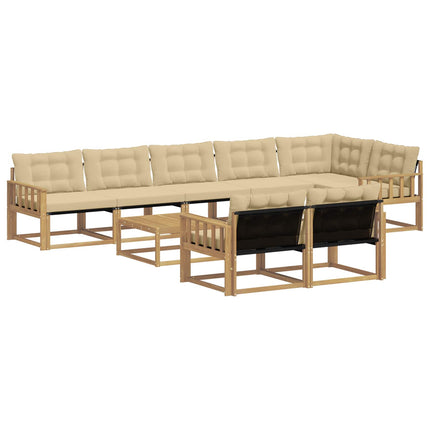 Utomhussoffset 9 pcs Vit och Beige 79 x 79 x 37 cm