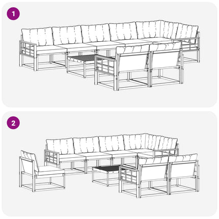 Utomhussoffset 9 pcs Vit och ljusgrå 79 x 79 x 37 cm
