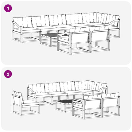 Utomhussoffset 9 pcs Vit och grädde 79 x 79 x 37 cm