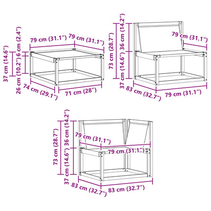 Utomhussoffset 6 pcs Vit och ljusgrå 325 x 166,5 x 73 cm