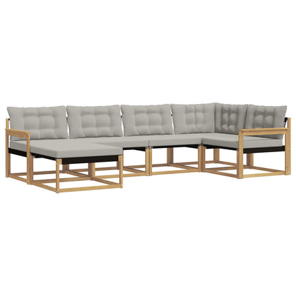 Utomhussoffset 6 pcs Vit och ljusgrå 327 x 168,5 x 73 cm