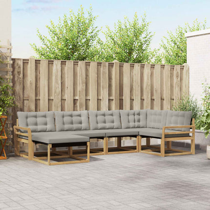 Utomhussoffset 6 pcs Vit och ljusgrå 329 x 170,5 x 73 cm