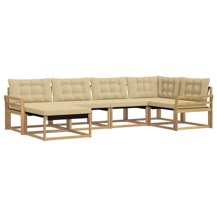 Utomhussoffset med kudde 6 pcs Vit och Beige