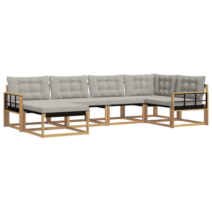 Utomhussoffset 6 pcs Vit och ljusgrå 327 x 168,5 x 73 cm