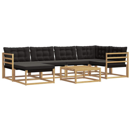 Utomhussoffset 7 pcs Vit och svart 79 x 79 x 37 cm