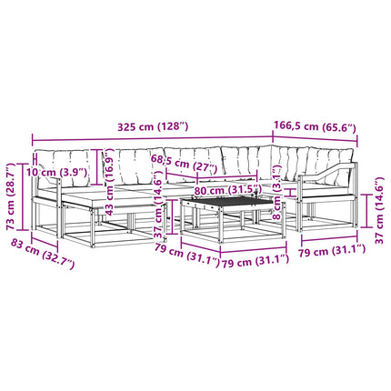Utomhussoffset 7 pcs Vit och grädde 79 x 79 x 37 cm