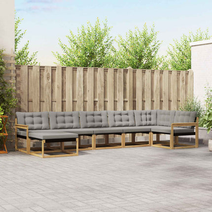 Utomhussoffset 7 pcs Vit och ljusgrå 406 x 168,5 x 73 cm