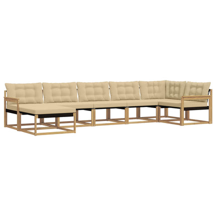 Utomhussoffset med kudde 7 pcs Vit och Beige