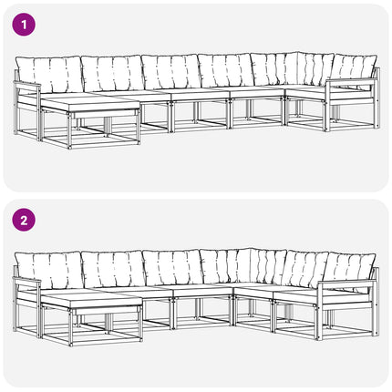 Utomhussoffset med kudde 7 pcs Vit och Beige