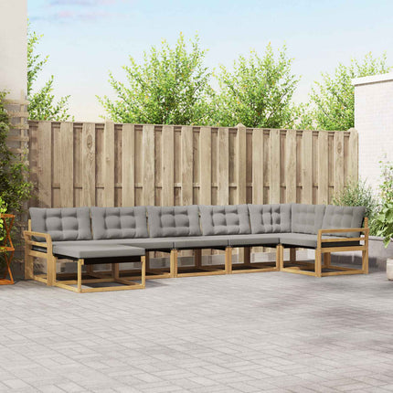 Utomhussoffset 7 pcs Vit och ljusgrå 408 x 170,5 x 73 cm