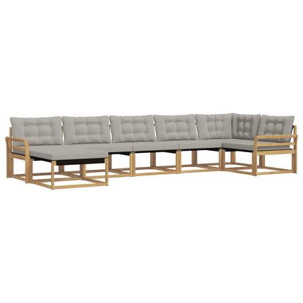 Utomhussoffset 7 pcs Vit och ljusgrå 408 x 170,5 x 73 cm