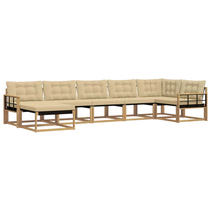 Utomhussoffset 7 st Vit och Beige Massivt Akaciaträ