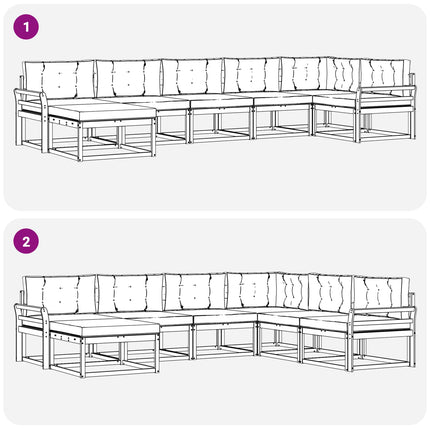 Utomhussoffset med kudde 7 pcs Vit och Beige