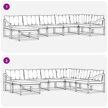 Utomhussoffset med kudde 7 pcs Vit och Beige
