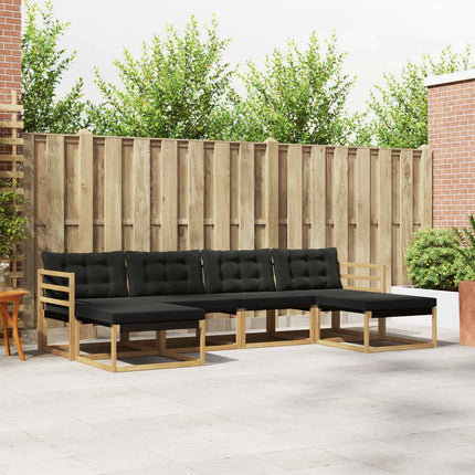 Utomhussoffset med kudde 6 pcs Vit och svart