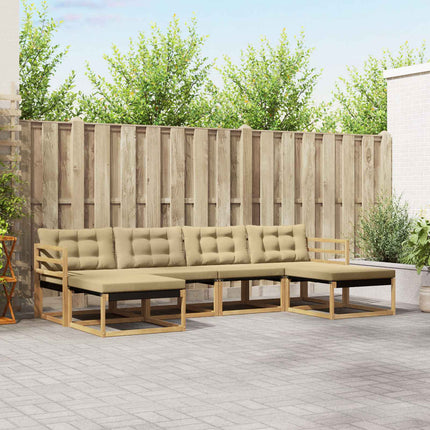 Utomhussoffset med kudde 6 pcs Vit och Beige