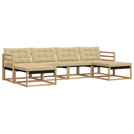 Utomhussoffset med kudde 6 pcs Vit och Beige