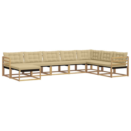 Utomhussoffset med kudde 8 pcs Vit och Beige